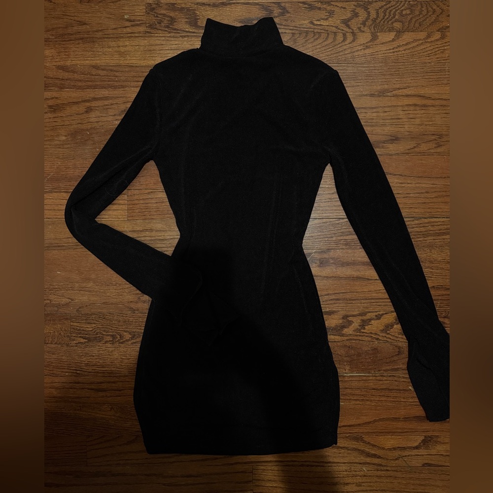 Sky to Moon Boutique Black Mock Neck Mini Dress in Black